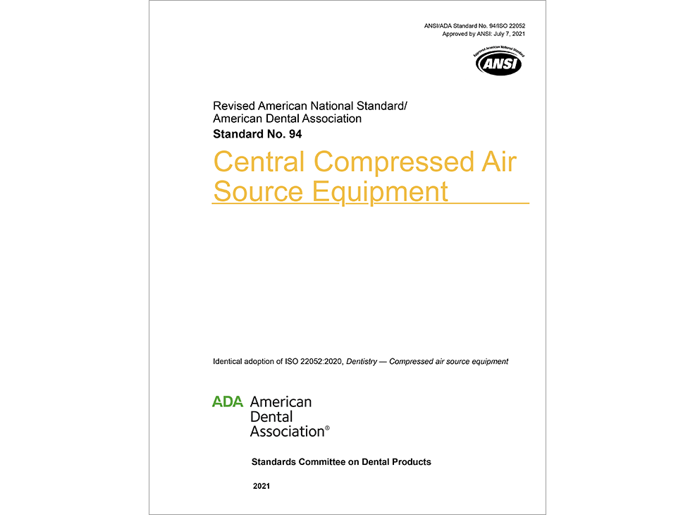 ANSI/ADA Standard No. 94 Dental Compressed Air Source Equipment - E-BOOK Image 0