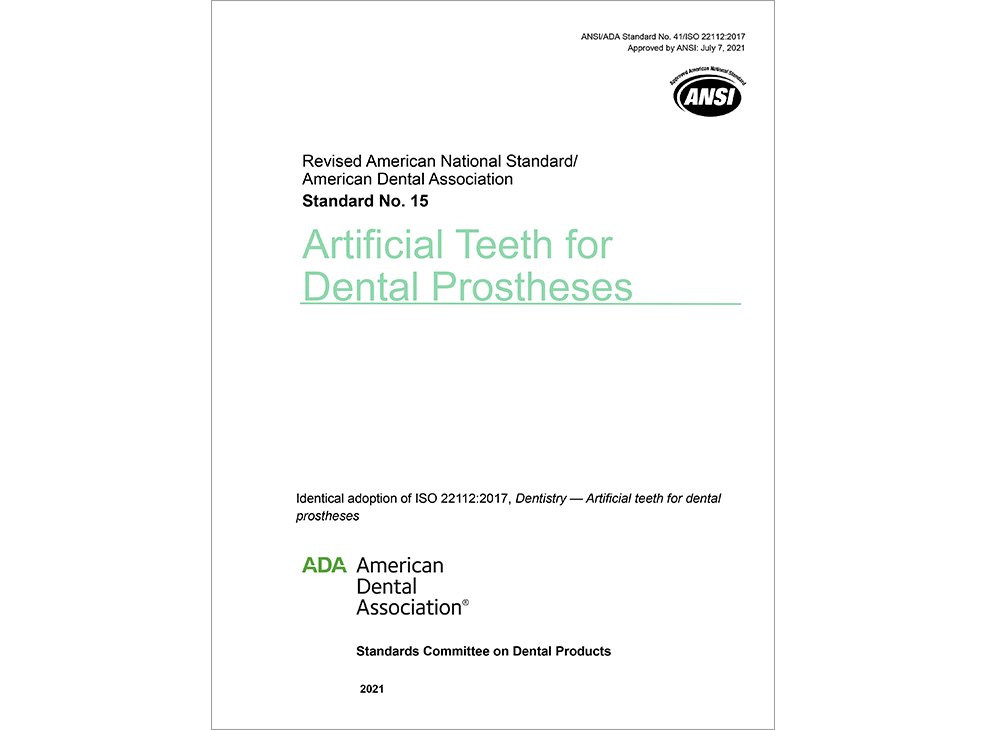 ANSI/ADA Standard No. 15 for Artificial Teeth for Dental Prostheses - E-BOOK Image 0