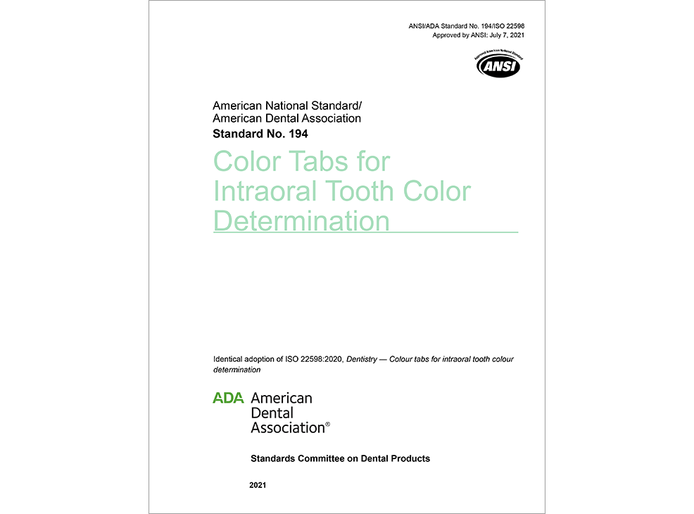 ANSI/ADA Standard No. 194 Color Tabs for Intraoral Tooth Color Determination -  E-BOOK Image 0