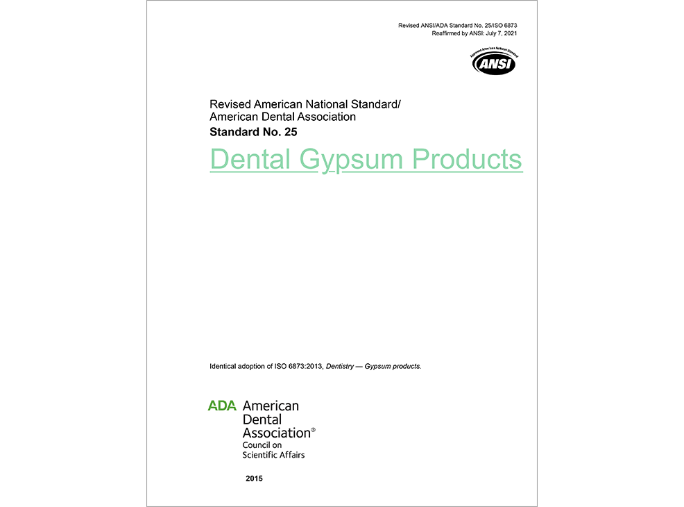 ANSI/ADA Standard No. 25 Dental Gypsum Products - E-BOOK Image 0