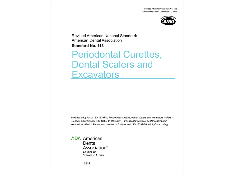 ANSI/ADA Standard No. 113 Periodontal Curettes, Dental Scalers and Excavators - E-BOOK Image 0