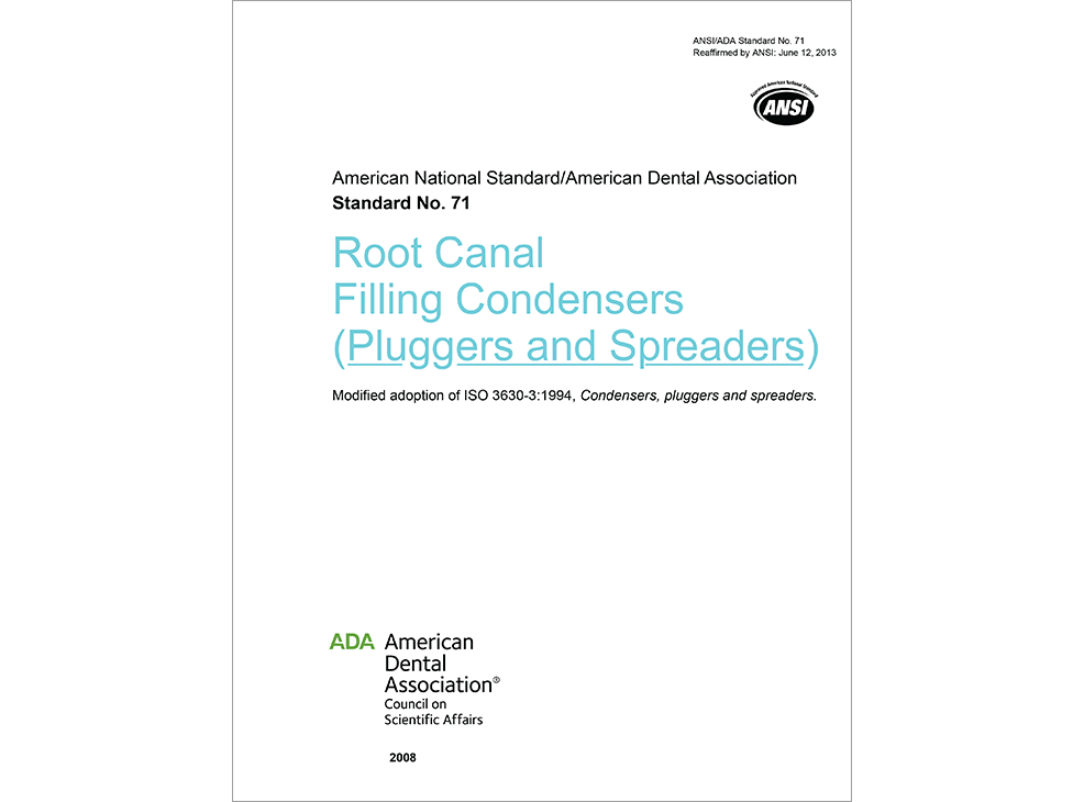 ANSI/ADA Standard 71 Root Canal Filling Condensers (Pluggers and Spreaders) - E-BOOK Image 0