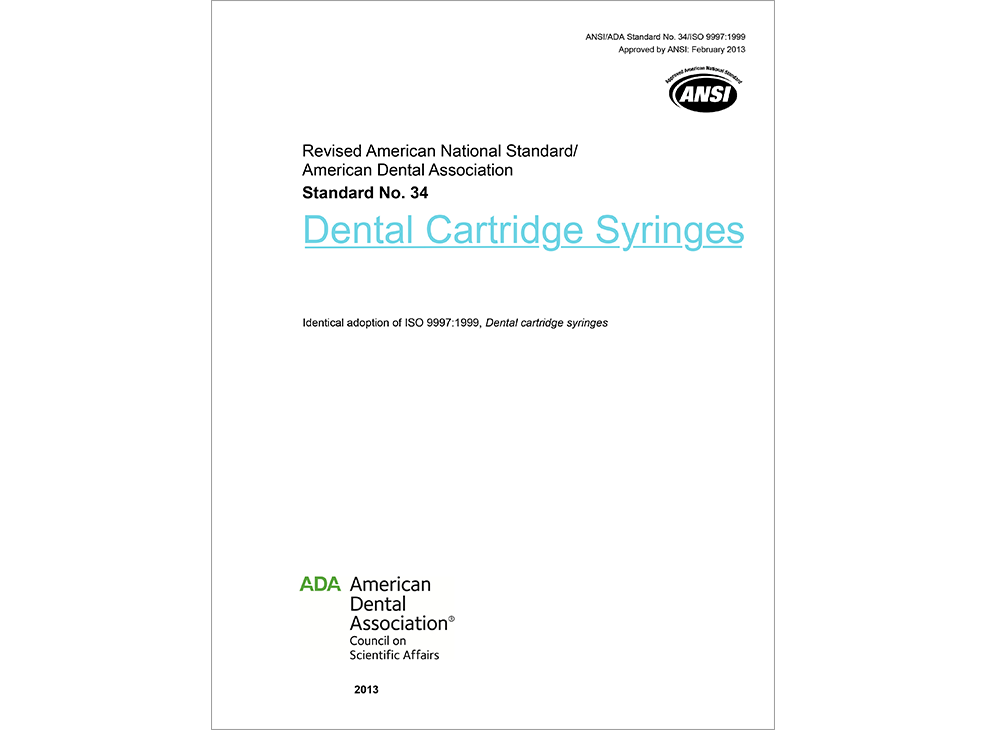ANSI/ ADA Standard No. 34 Dental Cartridge Syringes - E-BOOK Image 0