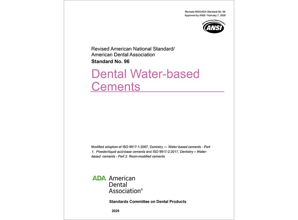 ANSI/ADA Standard No. 96 Dental Water-based Cements-E-BOOK Image 0