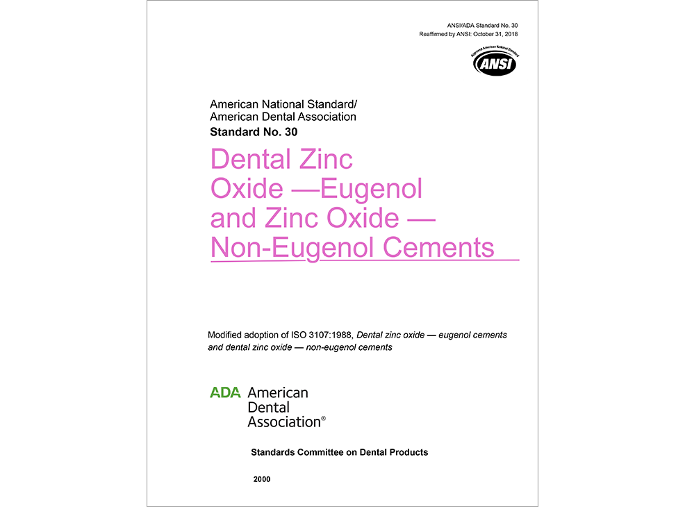 ANSI/ADA Standard No. 30 for Dental Zinc Oxide-Eugenol and Zinc Oxide - E-BOOK Image 0