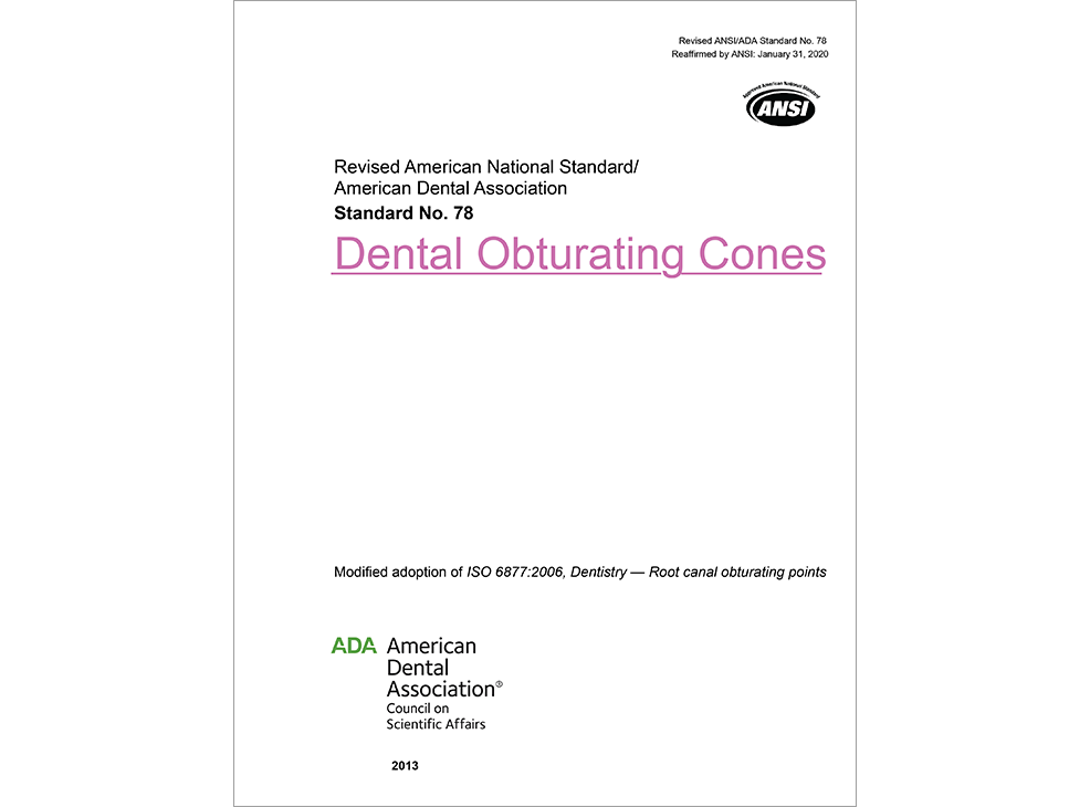 ANSI/ADA Standard No. 78 for Dental Obturating Cones - E-BOOK Image 0