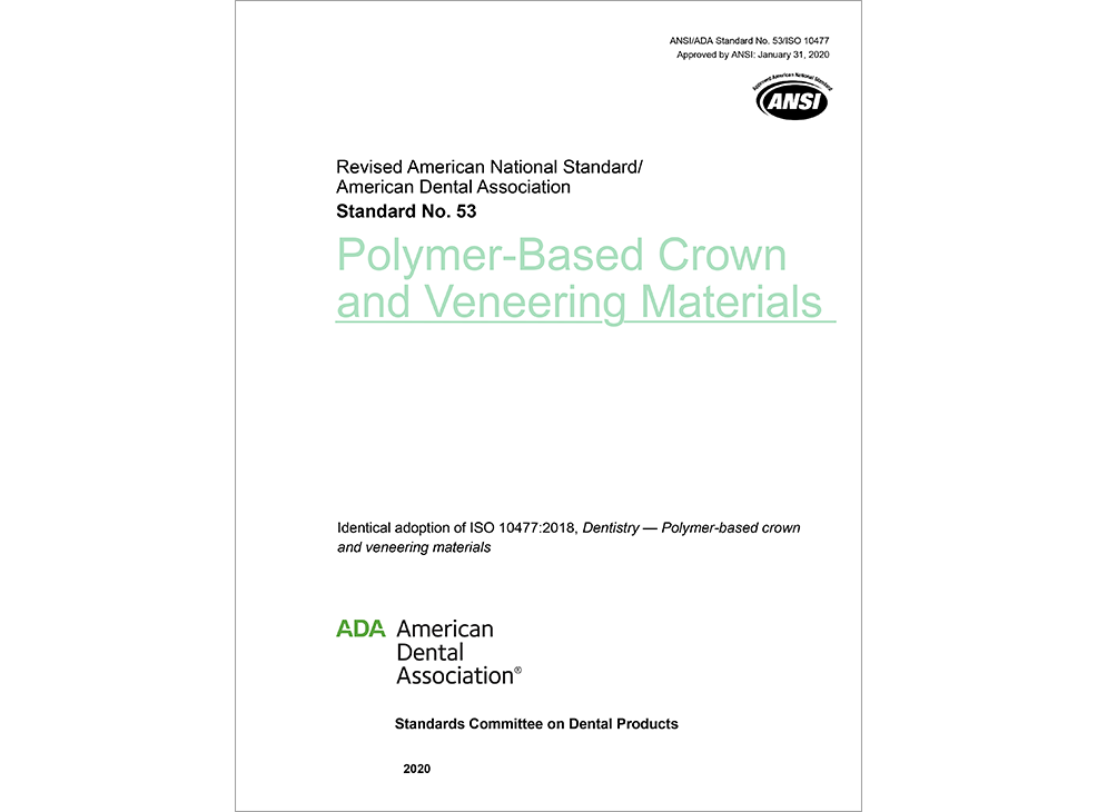 ANSI/ADA Standard No. 53 Polymer-Based Crown and Bridge Materials - E-BOOK Image 0