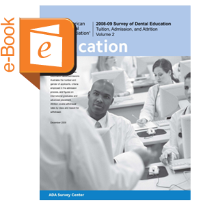 2008-09 Survey of Dental Education - Volume 2: Tuition, Admission, and Attrition (Downloadable) Image 0
