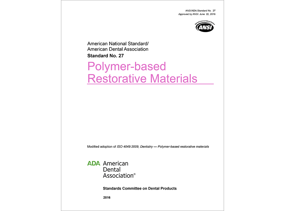 ADA Standard No. 27 for Polymer-based Restorative Materialss-E-BOOK Image 0