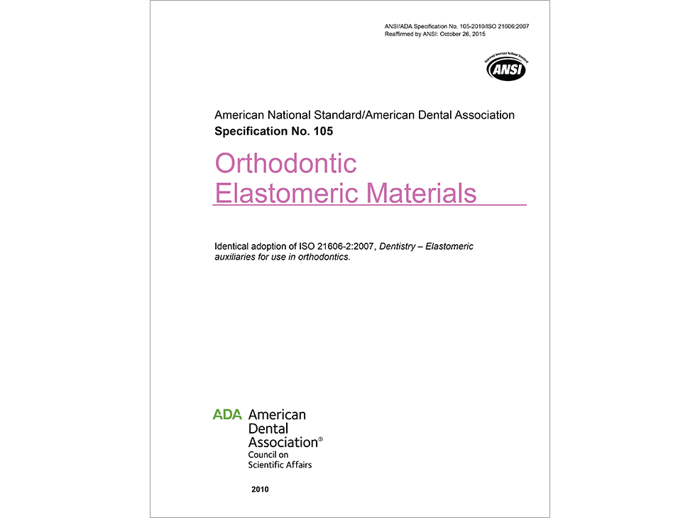 ANSI/ADA Standard No. 105 for Orthodontic Elastomeric Materials - E-BOOK Image 0