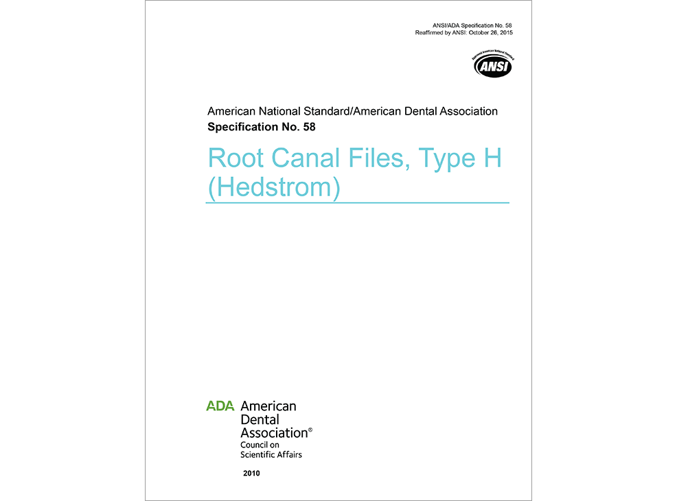 ANSI/ADA Standard No. 58 Root Canal Files, Type H (Hedstrom) - E-BOOK Image 0