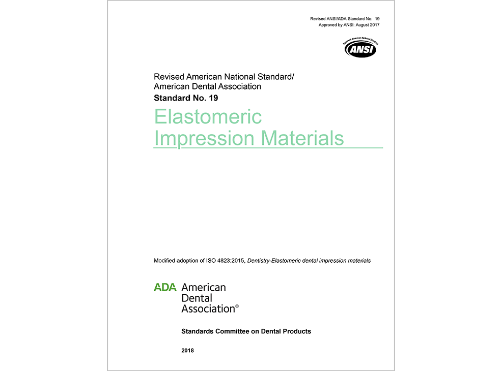 ANSI/ADA Standard No. 19 for Elastomeric Impression Materials - E-BOOK Image 0