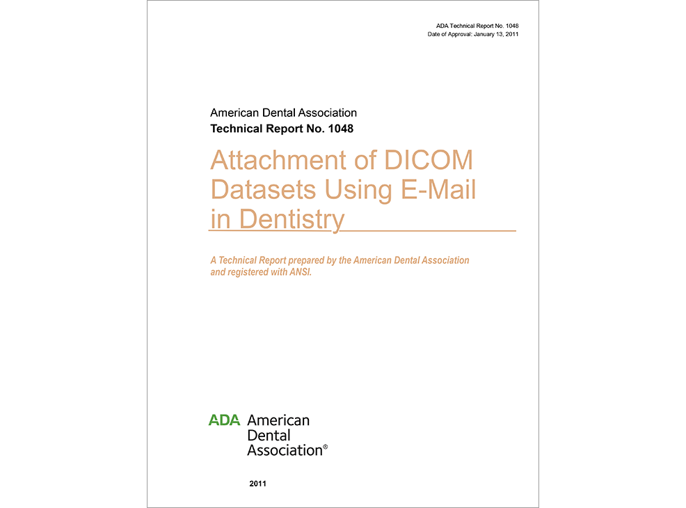 ADA Technical Report No. 1048 for Attachment of DICOM Dataset Using E-Mail - E-BOOK Image 0