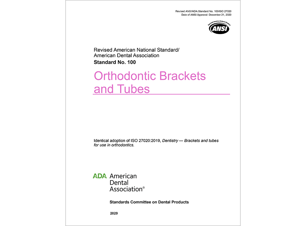 ANSI/ADA Standard No. 100 for Orthodontic Brackets and Tubes - E-BOOK Image 0