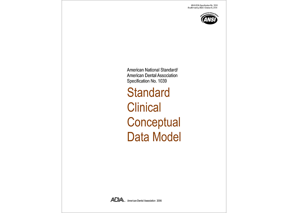 ANSI/ADA Standard No. 1039 Standard Clinical Conceptual Data Model - EBOOK Image 0