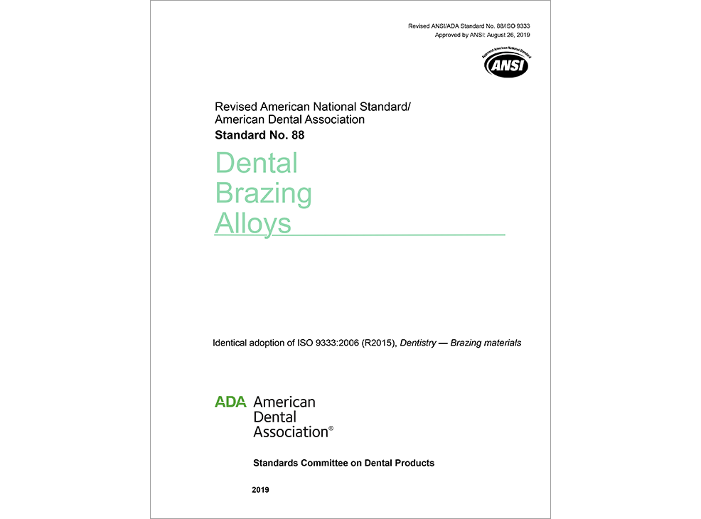 ANSI/ADA Standard No. 88 - Dental Brazing Alloys - E-BOOK Image 0