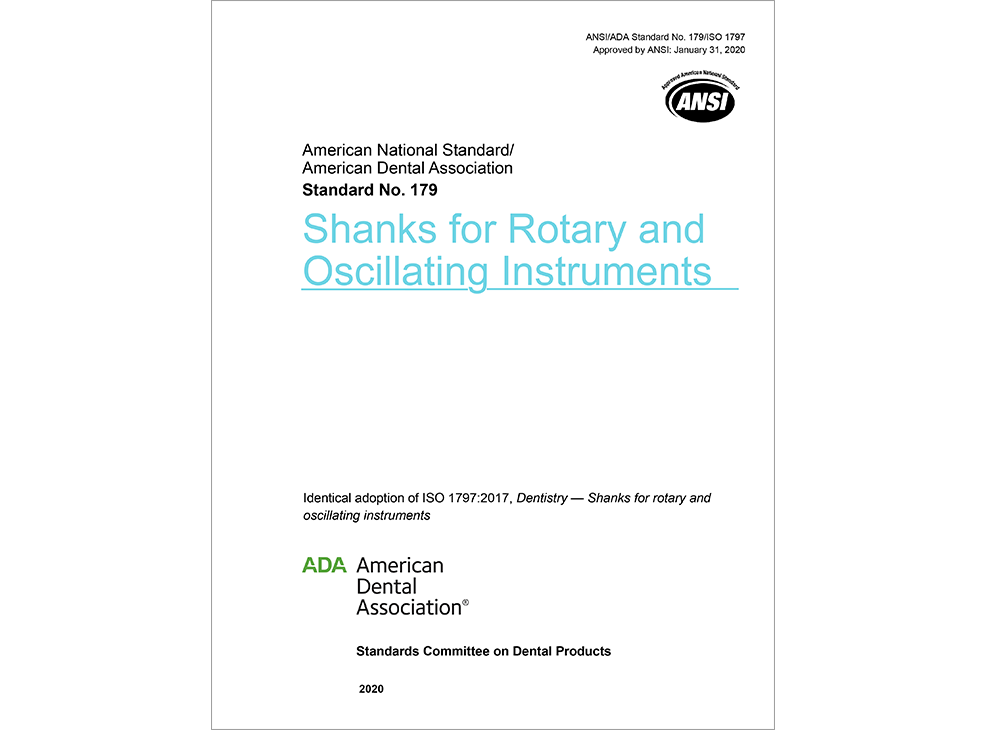 ANSI/ADA Standard No. 179 for Shanks for Rotary and Oscillating Instruments Image 0