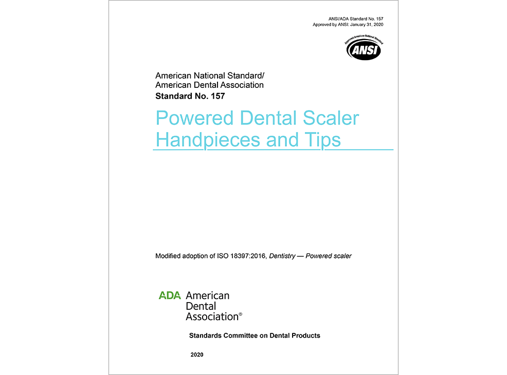 ANSI/ADA Standard No. 157 Powered Dental Scaler Handpieces and Tips--E-BOOK Image 0