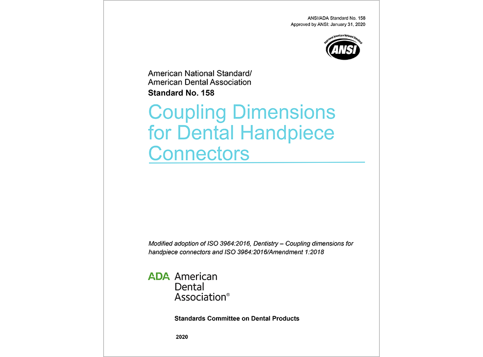 ANSI/ADA Standard No. 158 Coupling Dimensions for Dental Handpiece Connectors - E-BOOK Image 0