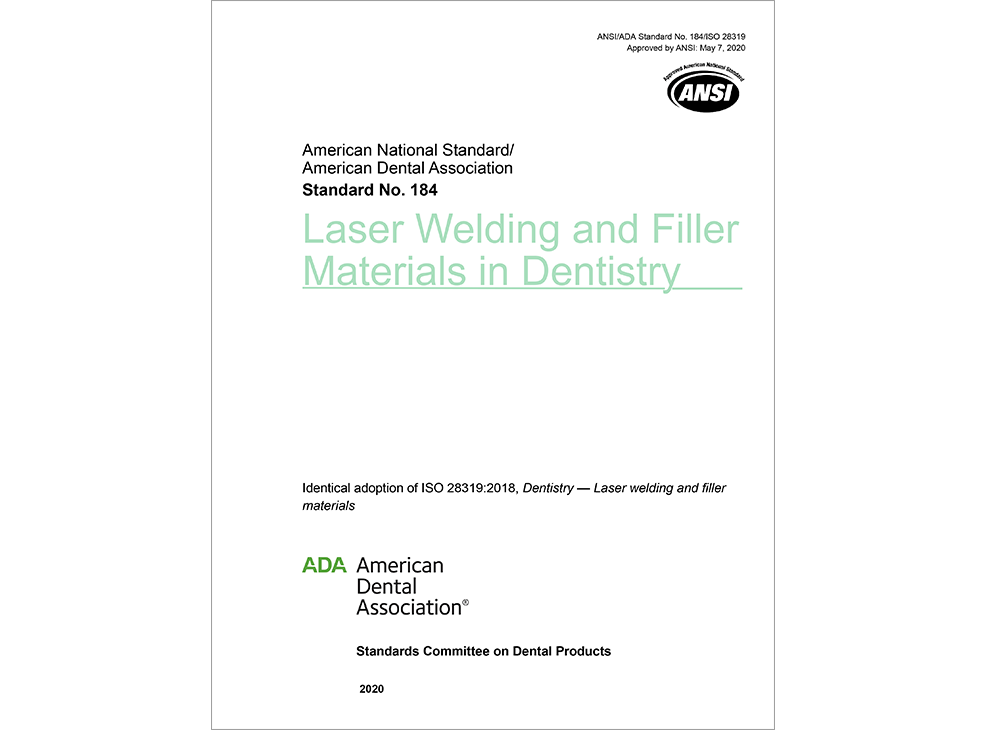 ANSI/ADA Standard No. 184 Laser Welding and Filler Materials in Dentistry - E-BOOK Image 0