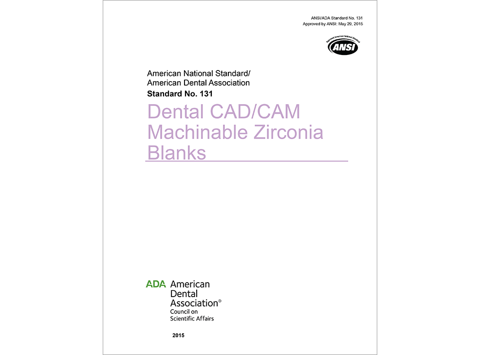 ANSI/ADA Standard  No. 131 Dental CAD/CAM Machinable Zirconia Blanks - E-BOOK Image 0