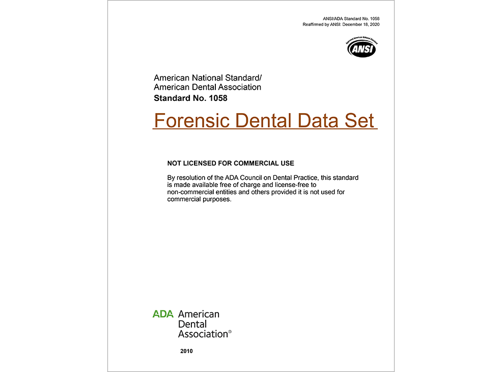 ANSI/ADA Standard No. 1058 for Forensic Dental Data Set Image 0